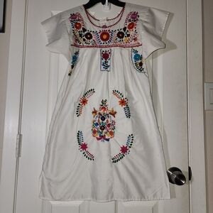 Embroidered White Kids Dress